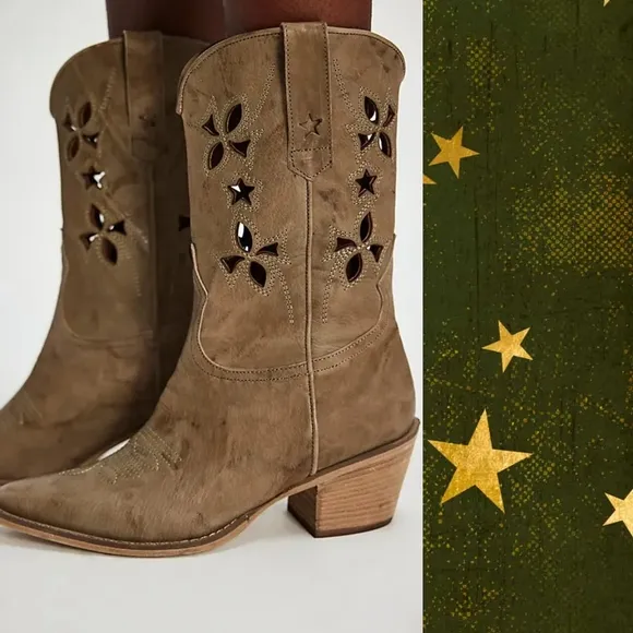 Free People Lucky Day Western Boots in Dusty Olive