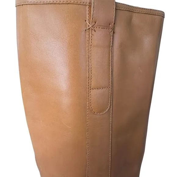 Free People Naomi Leather Square Toe Tall Heel Boots in Tuscan Tan Size 7 NWOT