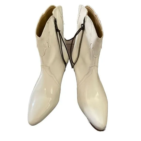 Free People New Frontier Western White Pointed Toe Distressed  Boots 40 US 10