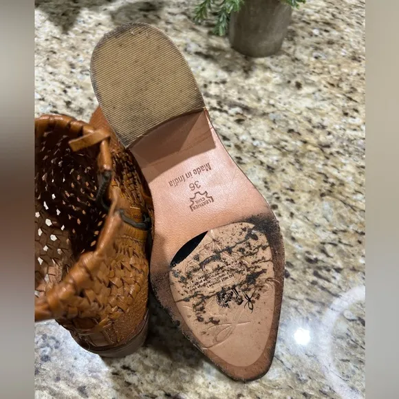 Free People People In The Loop Woven Tan Boots 36