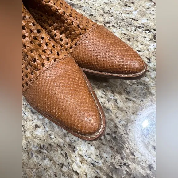 Free People People In The Loop Woven Tan Boots 36