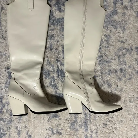 Free people size 8.5 iris over the knee western boot in ivory