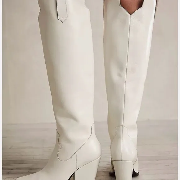 Free people size 8.5 iris over the knee western boot in ivory