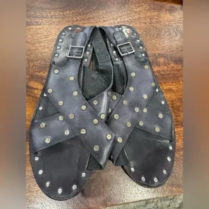 Free People Studded Crossover flat sandals black size 40