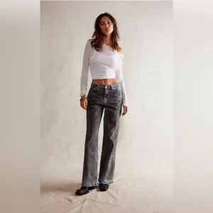 Free People TINSLEY BAGGY HIGH RISE STRAIGHT LEG SHADOW OF YOUR LOVE
