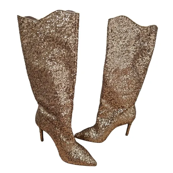 Free People Vicenza After Midnight Sequin Boots Size 9