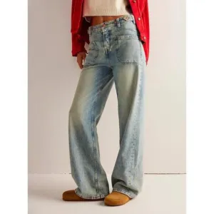 Free People We The Free Womens Palmer Cuffed Jeans Size 26 Relaxed Y2K
