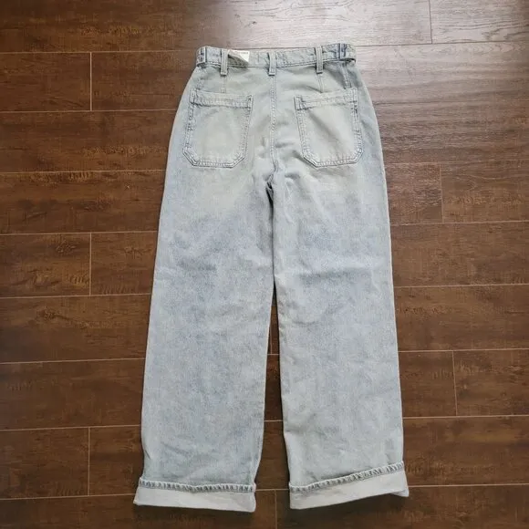 Free People We The Free Womens Palmer Cuffed Jeans Size 26 Relaxed Y2K
