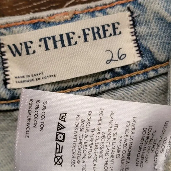 Free People We The Free Womens Palmer Cuffed Jeans Size 26 Relaxed Y2K