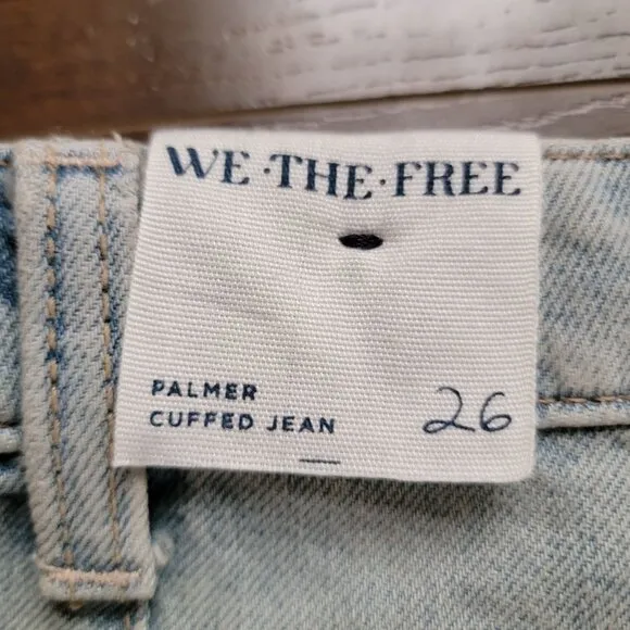 Free People We The Free Womens Palmer Cuffed Jeans Size 26 Relaxed Y2K