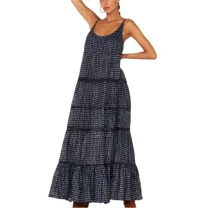 Free People Women Midnight Dance Print Sleeveless Maxi Dress Blue Size NWT