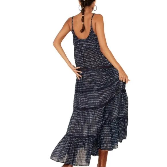 Free People Women Midnight Dance Print Sleeveless Maxi Dress Blue Size NWT