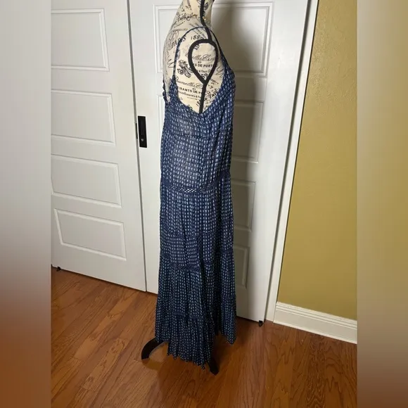 Free People Women Midnight Dance Print Sleeveless Maxi Dress Blue Size NWT