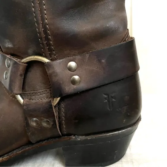 Frye 12R Distressed Leather Harness Boots