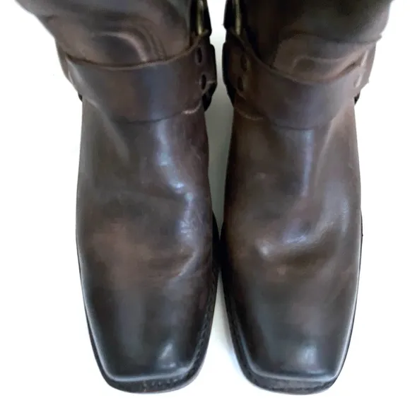 Frye 12R Distressed Leather Harness Boots
