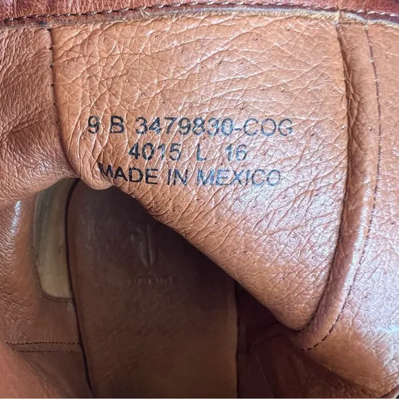 Frye Addie Double Zip Moto Ankle Boot Cognac Distressed Leather Size 9 NICE!