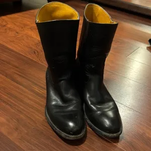 Frye Black Cowboy Western Boots Classic Leather