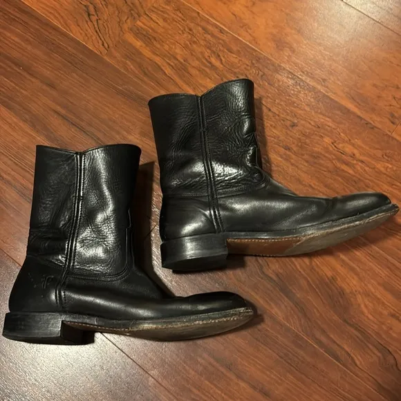 Frye Black Cowboy Western Boots Classic Leather