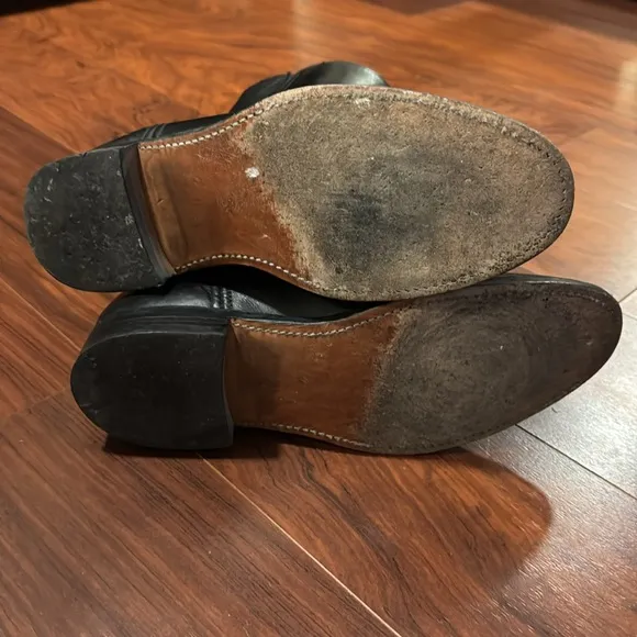 Frye Black Cowboy Western Boots Classic Leather