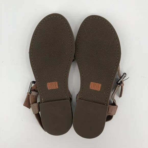Frye Brown Silver Strappy Sandals | Adjustable Strap