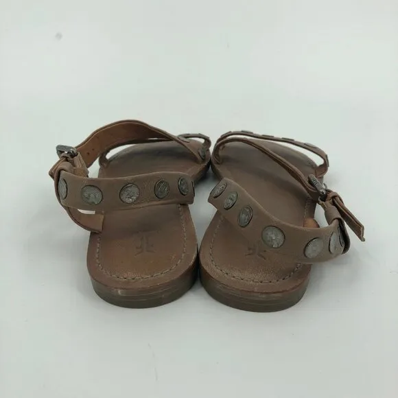 Frye Brown Silver Strappy Sandals | Adjustable Strap