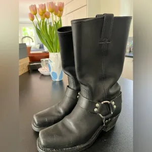 Frye Classic Moto Harness Black Leather Boots