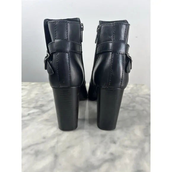 Frye Claude Jodhpur Black Leather Buckle Detail Heeled Booties Size 6.5 Classic