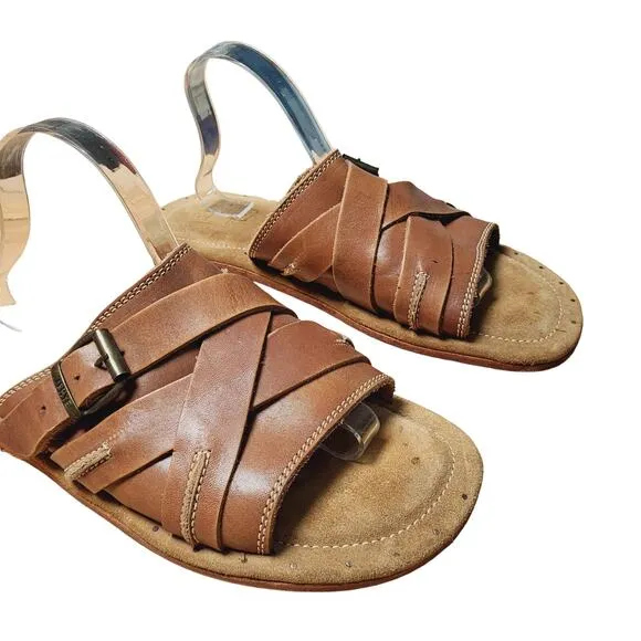 Frye Distressed Leather Buckle Sandals Size 11D