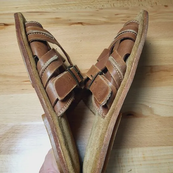 Frye Distressed Leather Buckle Sandals Size 11D