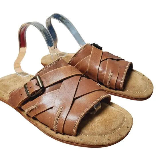 Frye Distressed Leather Buckle Sandals Size 11D