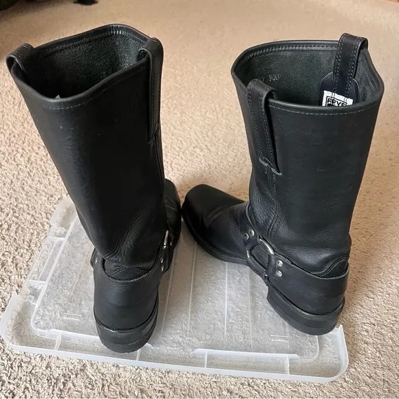 Frye Harness 12R Mens Black Leather Boots Size 8.5