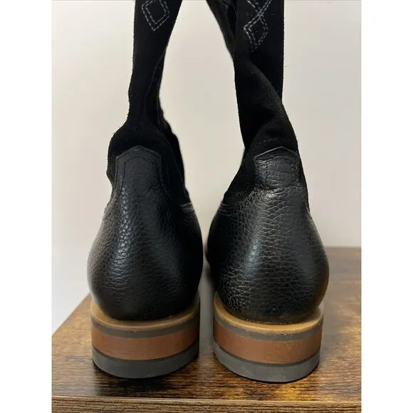 FRYE Hauser Logo Stitch Western Boots Square Toe, Black Sz 10.5D, MSRP $348