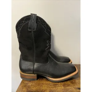 FRYE Hauser Logo Stitch Western Boots Square Toe, Black Sz 10.5D, MSRP $348