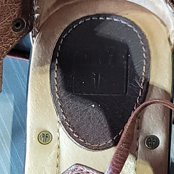 Frye Laney Lace‎ Brown Leather Tie-Up Sandals Women's 7B EUC