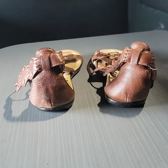 Frye Laney Lace‎ Brown Leather Tie-Up Sandals Women's 7B EUC