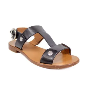 FRYE Leather Sandals Halle  Black Leather Slingback Buckle Open Toe Women's Sz 7
