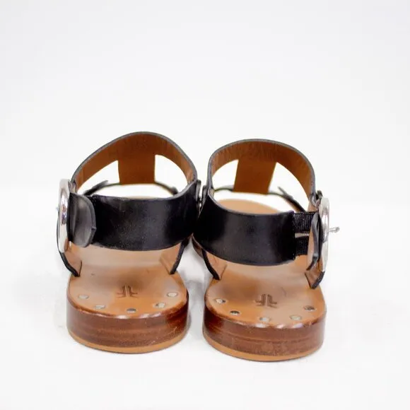 FRYE Leather Sandals Halle  Black Leather Slingback Buckle Open Toe Women's Sz 7
