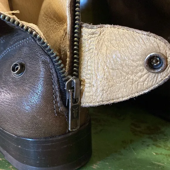 Frye Melissa Button Leather Back Zip Boots- Size 8