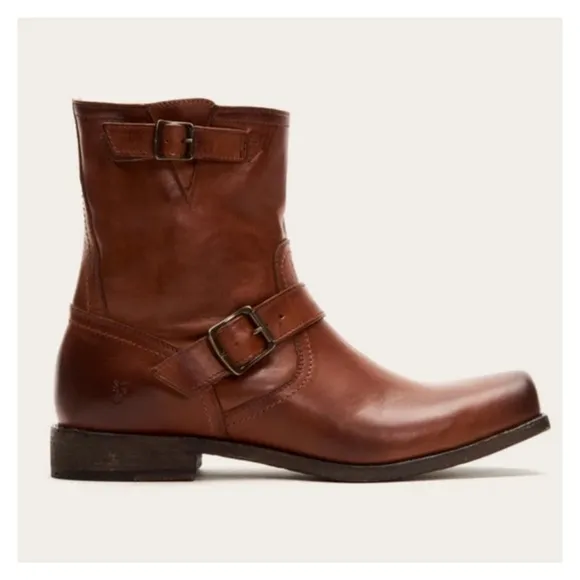 Frye 'Tyler Engineer' Ankle Boots Cognac Brown Sz 7.5 M