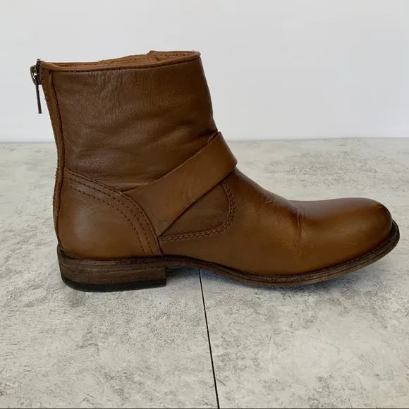 Frye 'Tyler Engineer' Ankle Boots Cognac Brown Sz 7.5 M