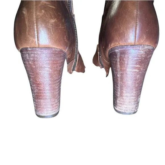 Frye VillagervLace 7.5 RARE Leather boots Classic Bohemian Chic Lace up w/Zip