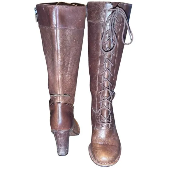 Frye VillagervLace 7.5 RARE Leather boots Classic Bohemian Chic Lace up w/Zip