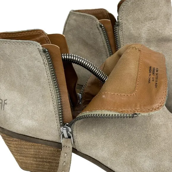 Frye Women's Judith Boots Double Zip Bootie Classic Low Western Suede SZ 9.5