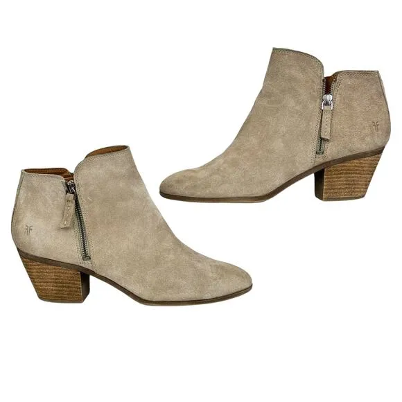 Frye Women's Judith Boots Double Zip Bootie Classic Low Western Suede SZ 9.5
