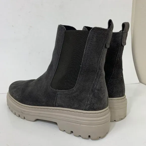 Gabor Gazania Women’s Chelsea Boots Gray Suede Chunky Sole Size 9
