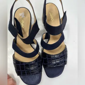 Gabor made in Portugal dark blue dressy sandals, NWOB. Euro size 6.5 , US 9