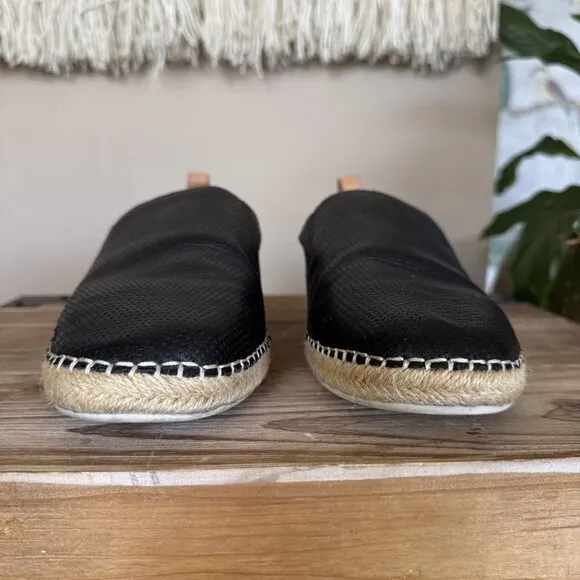 Gentle Souls Lizzy Slip On Black Pebbled Leather Espadrille Loafers Size 8.5
