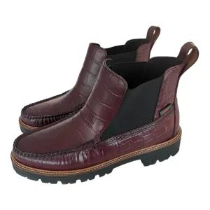 G.H. Bass &amp; Co. Maroon Ankle Boots Chunky Sole Women's Size 9.5 Croc Embossed
