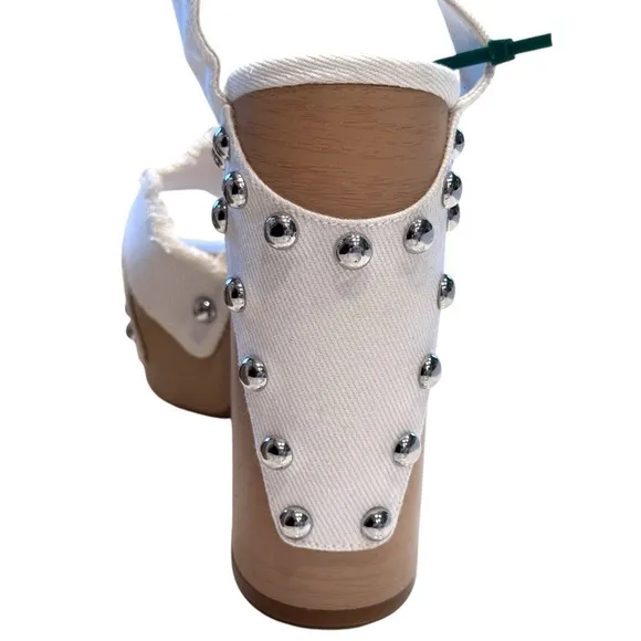 Gianni Bini DAISY White Denim Studded Platform Sandals