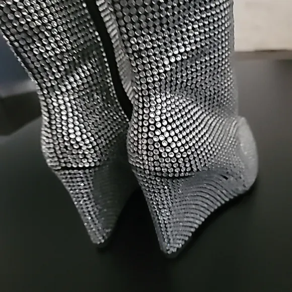 Gianni Bini GaborTwo Rhinestone Pointed Toe Tall Wedge Boots Size 7M